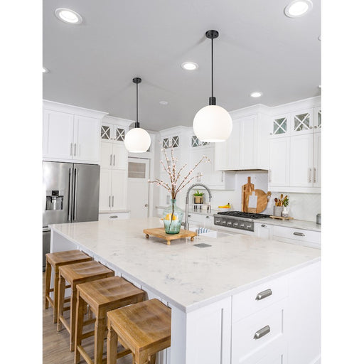 Z-Lite Margo 1 Light 15" Pendant, Matte Black/White