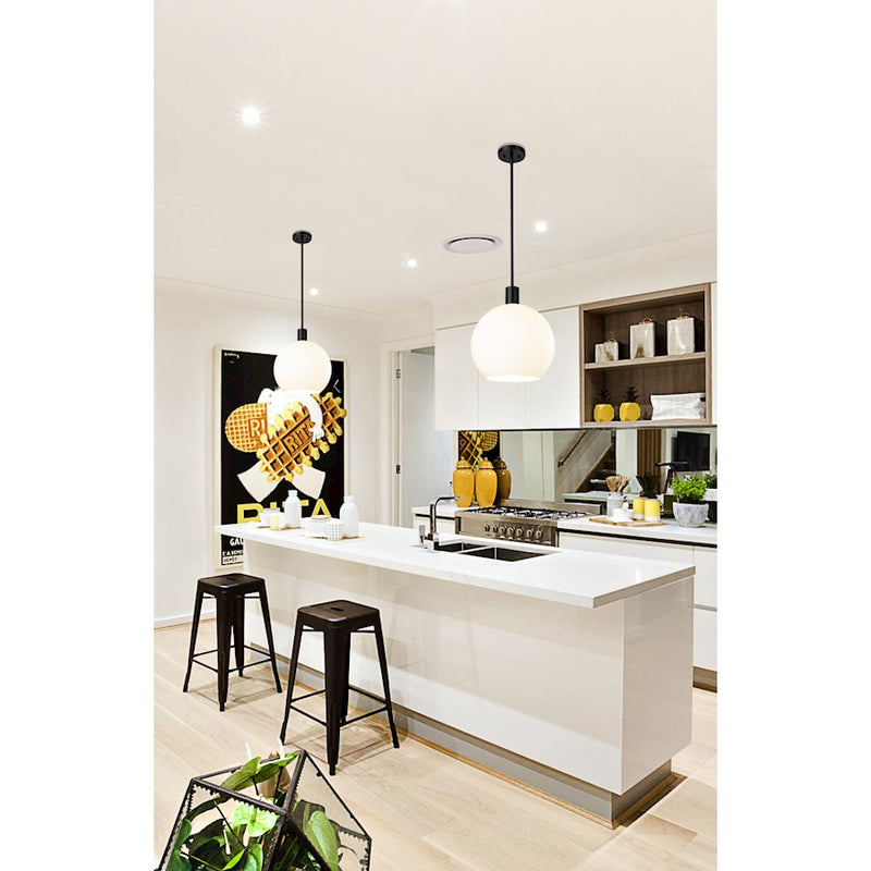 Z-Lite Margo 1 Light 15" Pendant, Matte Black/White