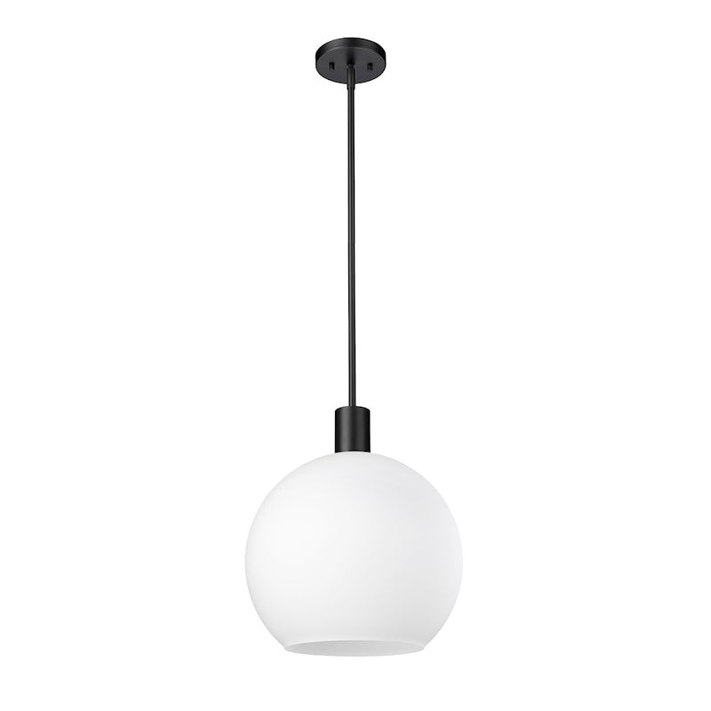 Z-Lite Margo 1 Light 15" Pendant, Matte Black/White