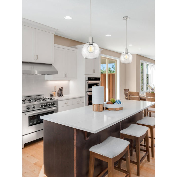 Z-Lite Margo 1 Light 11" Pendant, Brushed Nickel/Clear Seedy