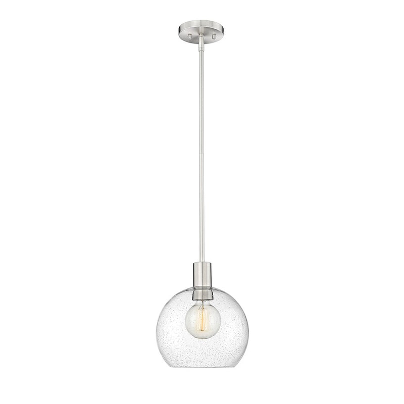 Z-Lite Margo 1 Light 11" Pendant, Brushed Nickel/Clear Seedy