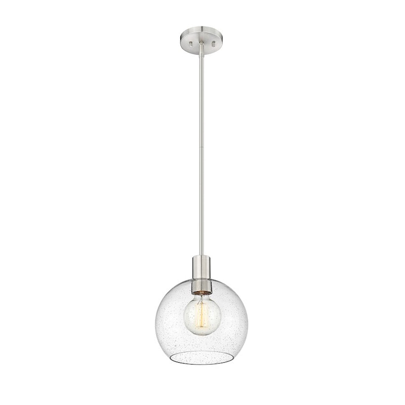 Z-Lite Margo 1 Light 11" Pendant, Brushed Nickel/Clear Seedy