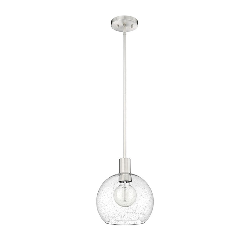 Z-Lite Margo 1 Light 11" Pendant, Brushed Nickel/Clear Seedy