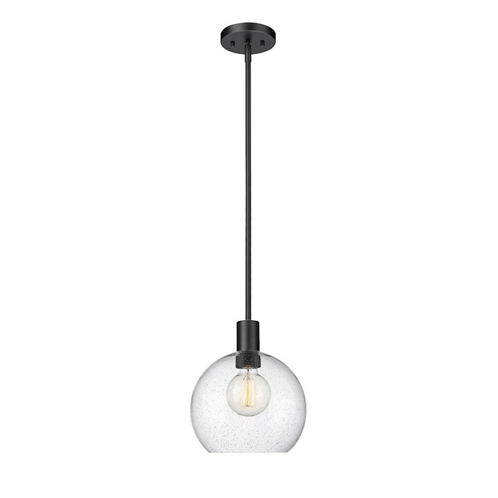 Z-Lite Margo 1 Light 11" Pendant, Matte Black/Clear Seedy