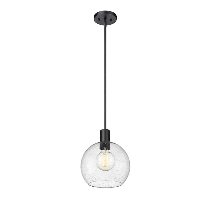 Z-Lite Margo 1 Light 11" Pendant, Matte Black/Clear Seedy
