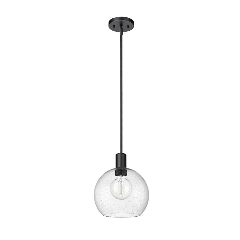 Z-Lite Margo 1 Light 11" Pendant, Matte Black/Clear Seedy