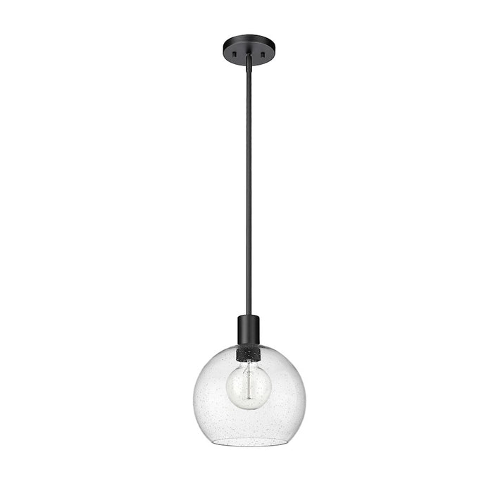 Z-Lite Margo 1 Light 11" Pendant, Matte Black/Clear Seedy