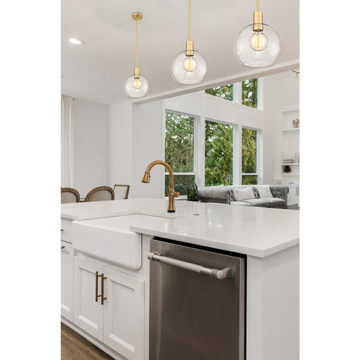 Z-Lite Margo 1 Light 11" Pendant, Olde Brass/Clear Seedy