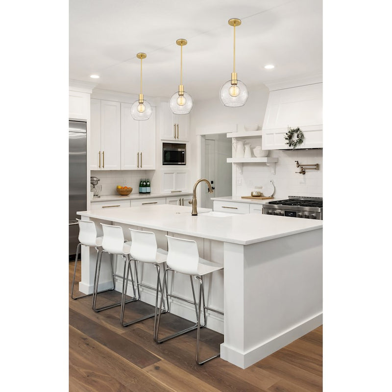 Z-Lite Margo 1 Light 11" Pendant, Olde Brass/Clear Seedy