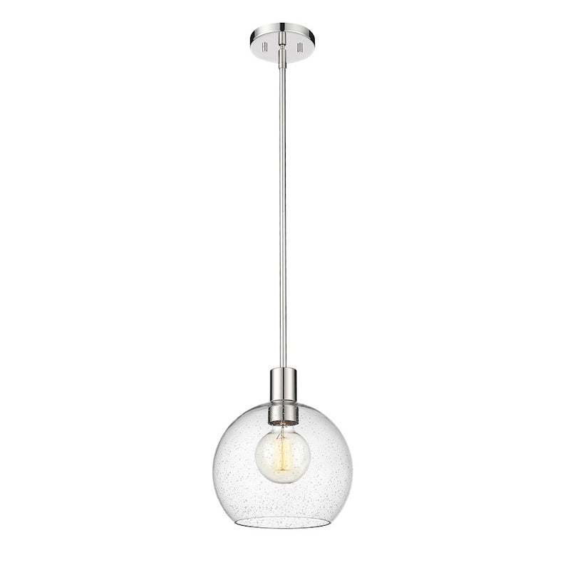 Z-Lite Margo 1 Light 11" Pendant, Polished Nickel/Clear Seedy - 7501P10-PN