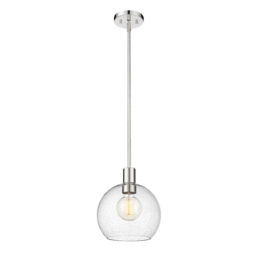 Z-Lite Margo 1 Light 11" Pendant, Polished Nickel/Clear Seedy - 7501P10-PN
