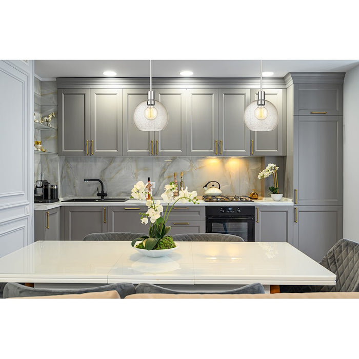 Z-Lite Margo 1 Light 11" Pendant, Polished Nickel/Clear Seedy