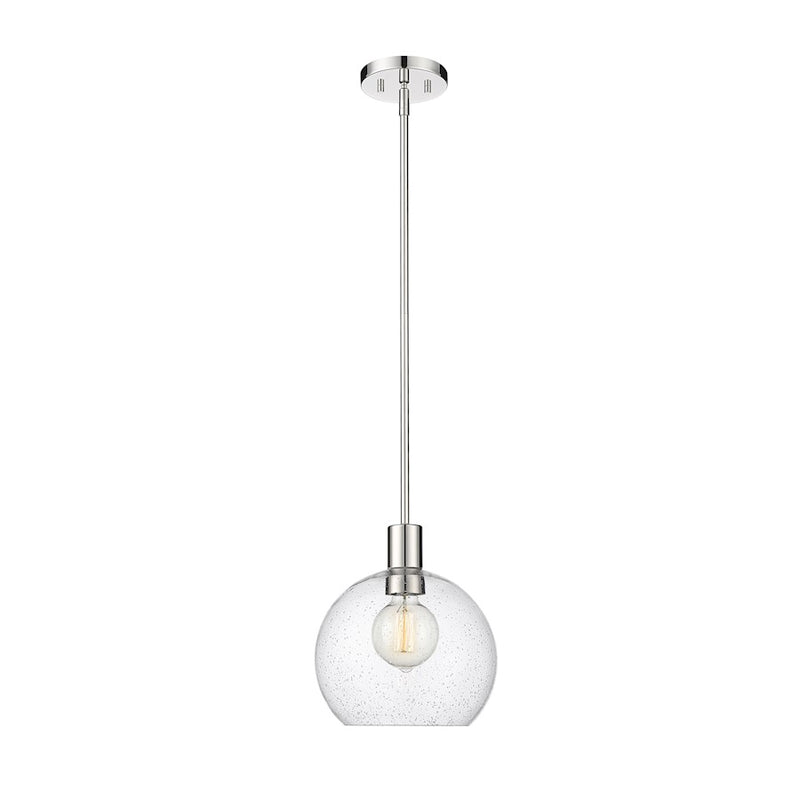 Z-Lite Margo 1 Light 11" Pendant, Polished Nickel/Clear Seedy