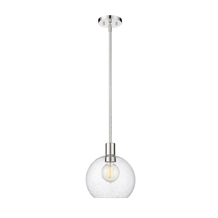 Z-Lite Margo 1 Light 11" Pendant, Polished Nickel/Clear Seedy