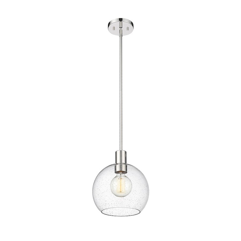 Z-Lite Margo 1 Light 11" Pendant, Polished Nickel/Clear Seedy