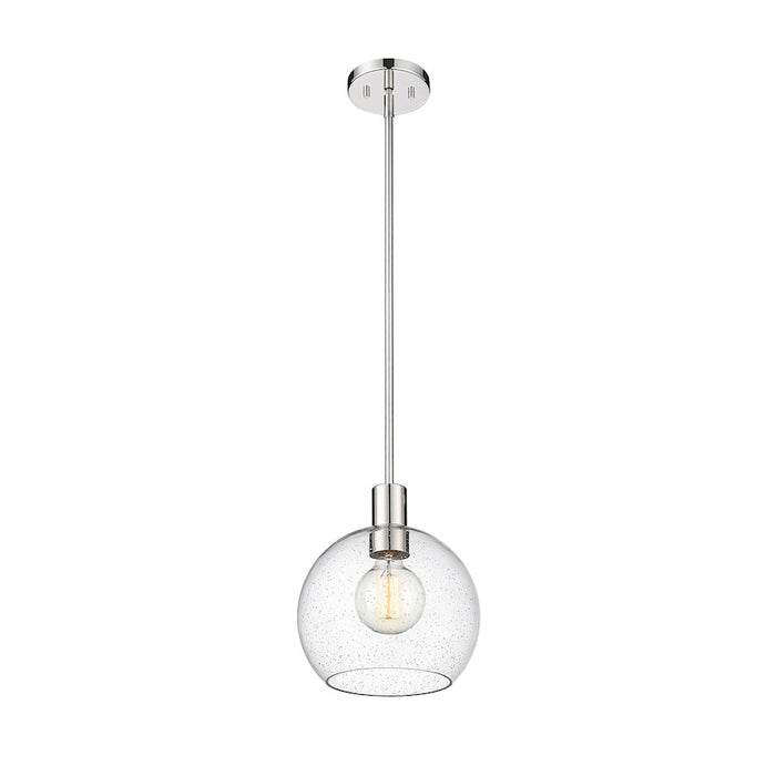 Z-Lite Margo 1 Light 11" Pendant, Polished Nickel/Clear Seedy