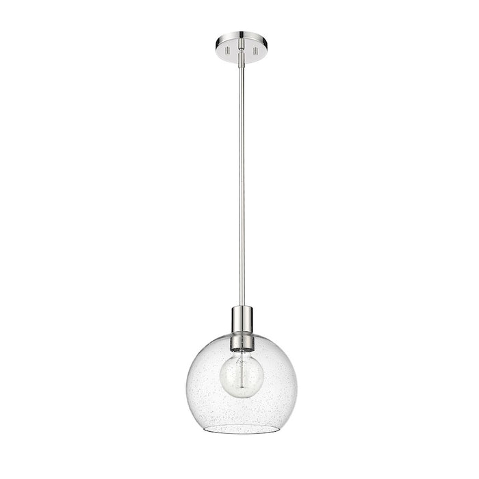 Z-Lite Margo 1 Light 11" Pendant, Polished Nickel/Clear Seedy