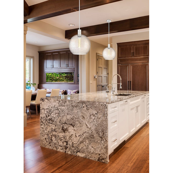 Z-Lite Margo 1 Light 15" Pendant, Brushed Nickel/Clear Seedy