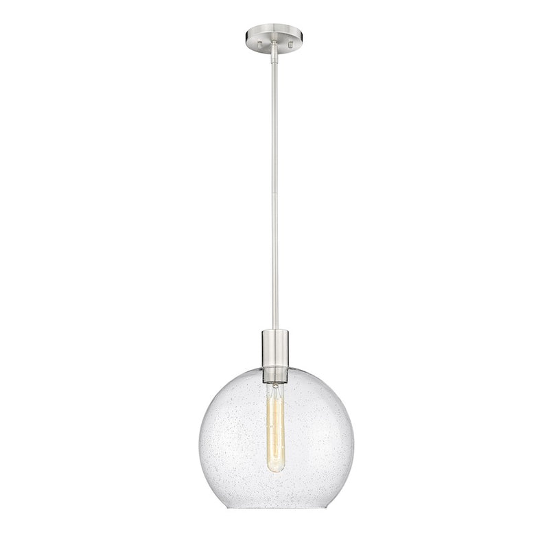 Z-Lite Margo 1 Light 15" Pendant, Brushed Nickel/Clear Seedy