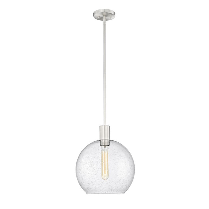Z-Lite Margo 1 Light 15" Pendant, Brushed Nickel/Clear Seedy