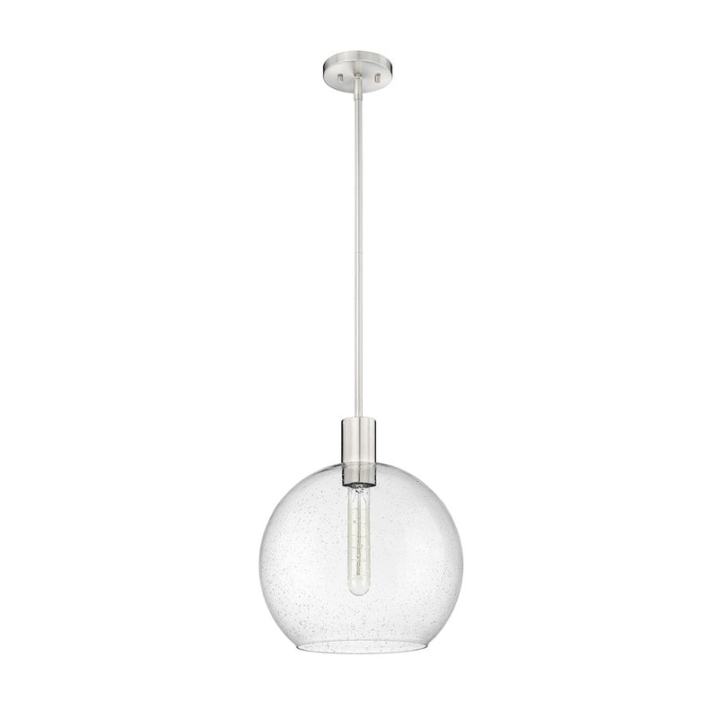 Z-Lite Margo 1 Light 15" Pendant, Brushed Nickel/Clear Seedy