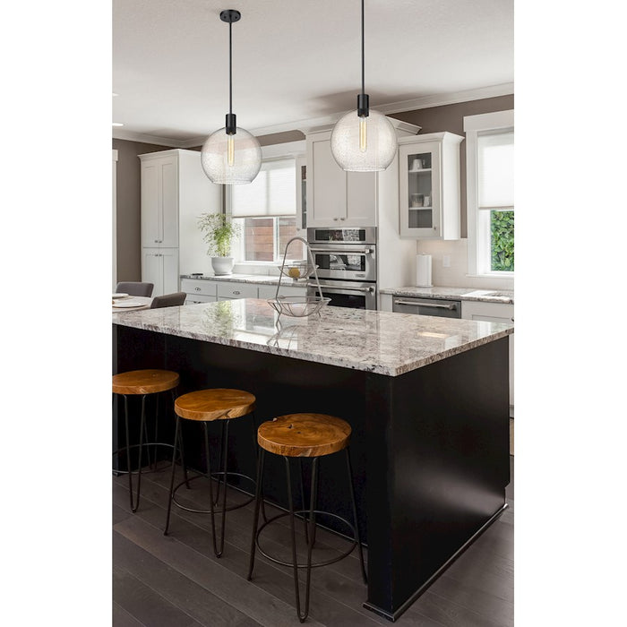 Z-Lite Margo 1 Light 15" Pendant, Matte Black/Clear Seedy