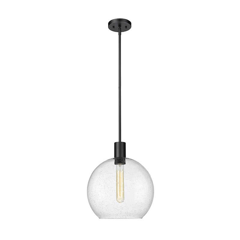 Z-Lite Margo 1 Light 15" Pendant, Matte Black/Clear Seedy