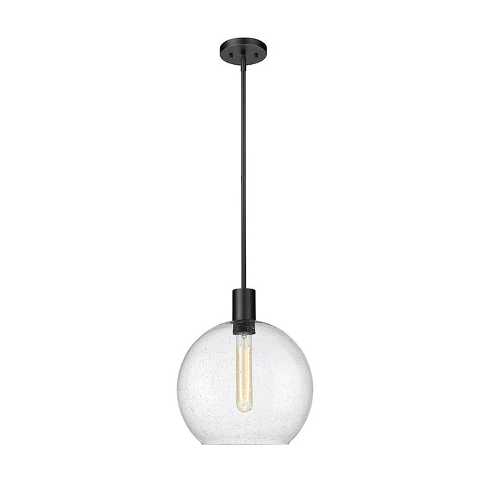 Z-Lite Margo 1 Light 15" Pendant, Matte Black/Clear Seedy