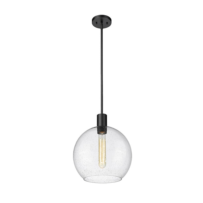 Z-Lite Margo 1 Light 15" Pendant, Matte Black/Clear Seedy
