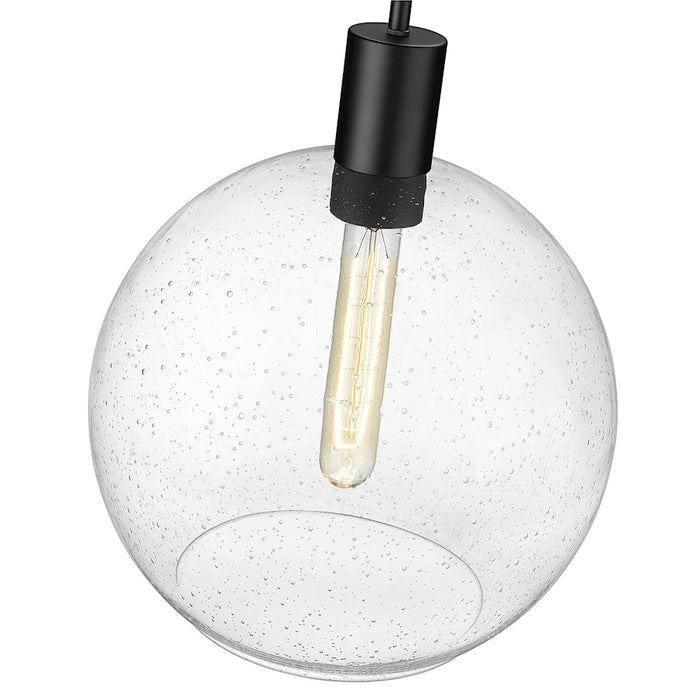 Z-Lite Margo 1 Light 15" Pendant, Matte Black/Clear Seedy