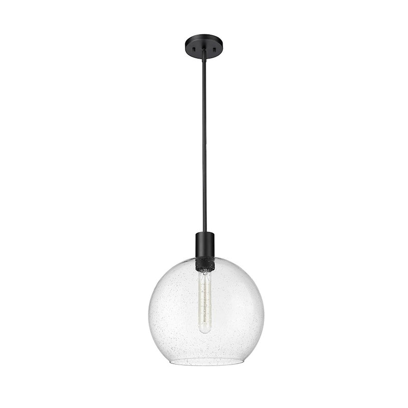 Z-Lite Margo 1 Light 15" Pendant, Matte Black/Clear Seedy