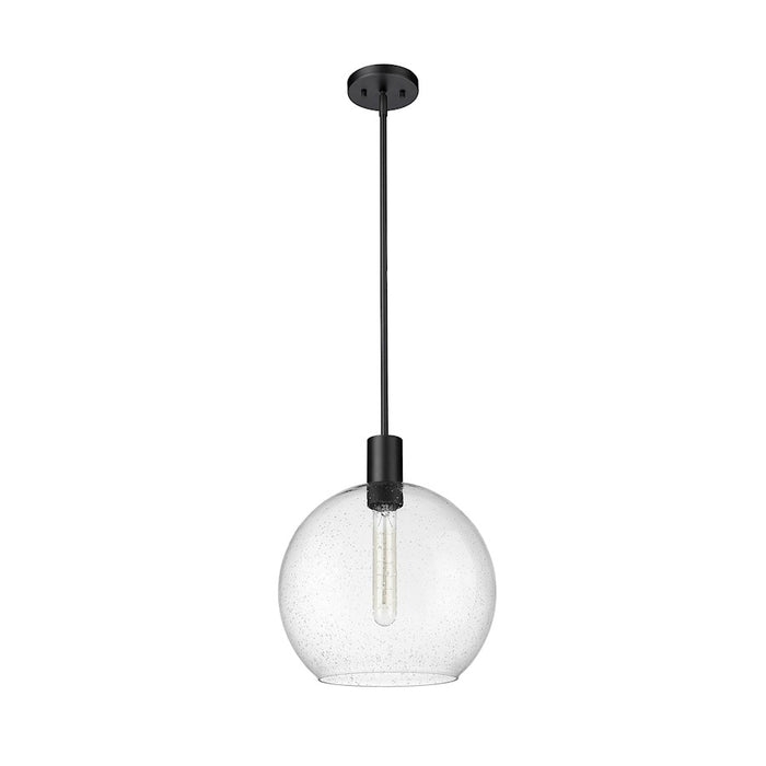 Z-Lite Margo 1 Light 15" Pendant, Matte Black/Clear Seedy