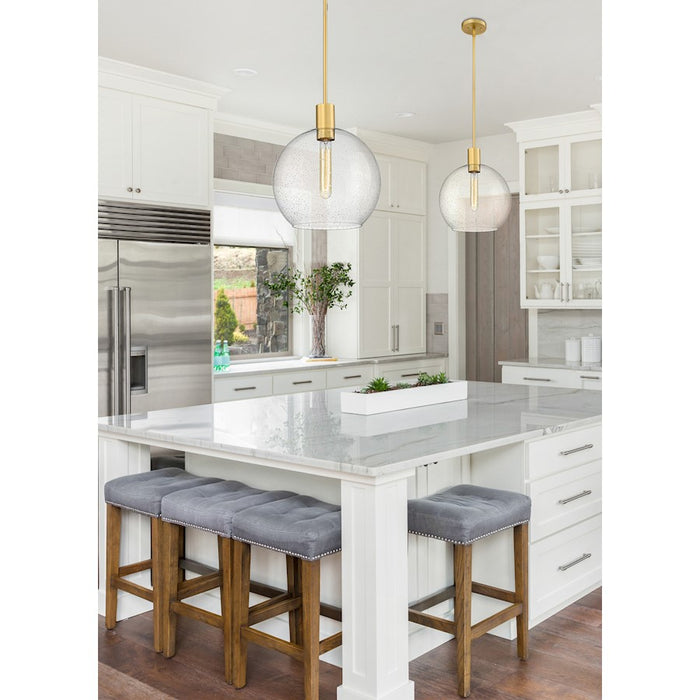 Z-Lite Margo 1 Light 15" Pendant, Olde Brass/Clear Seedy