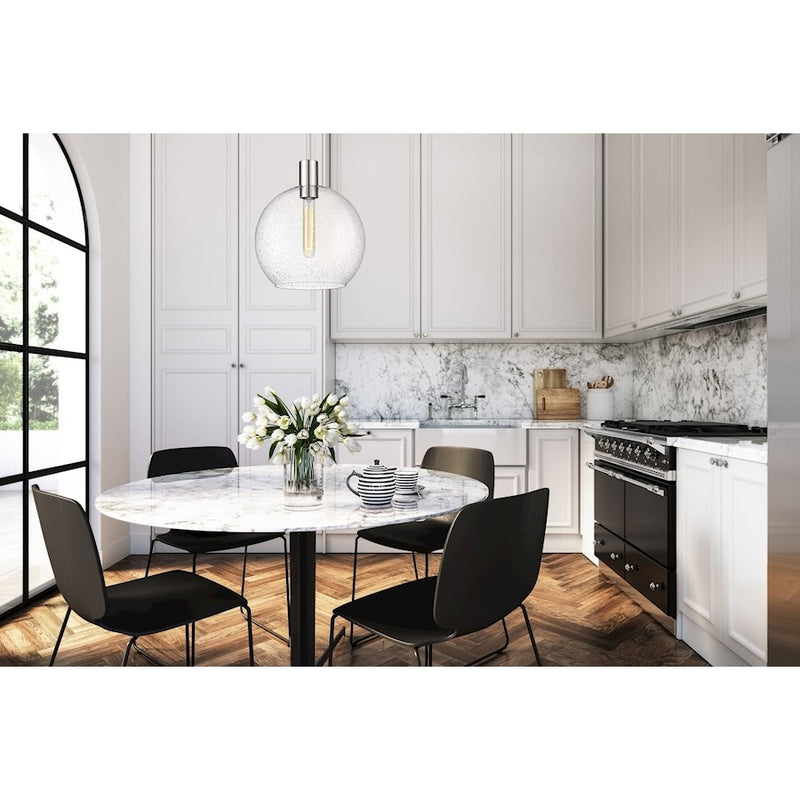 Z-Lite Margo 1 Light 15" Pendant, Polished Nickel/Clear Seedy