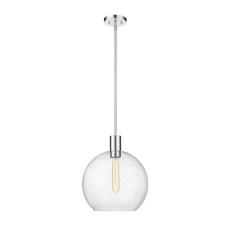 Z-Lite Margo 1 Light 15" Pendant, Polished Nickel/Clear Seedy