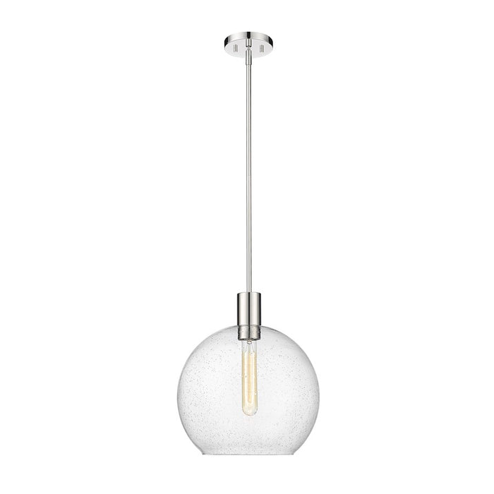 Z-Lite Margo 1 Light 15" Pendant, Polished Nickel/Clear Seedy