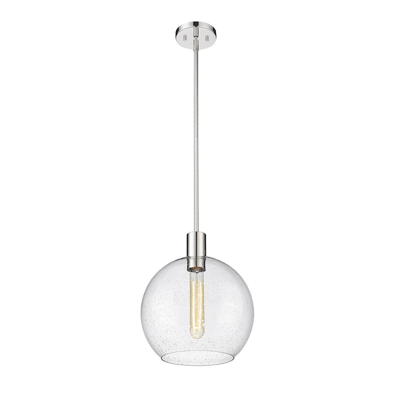 Z-Lite Margo 1 Light 15" Pendant, Polished Nickel/Clear Seedy