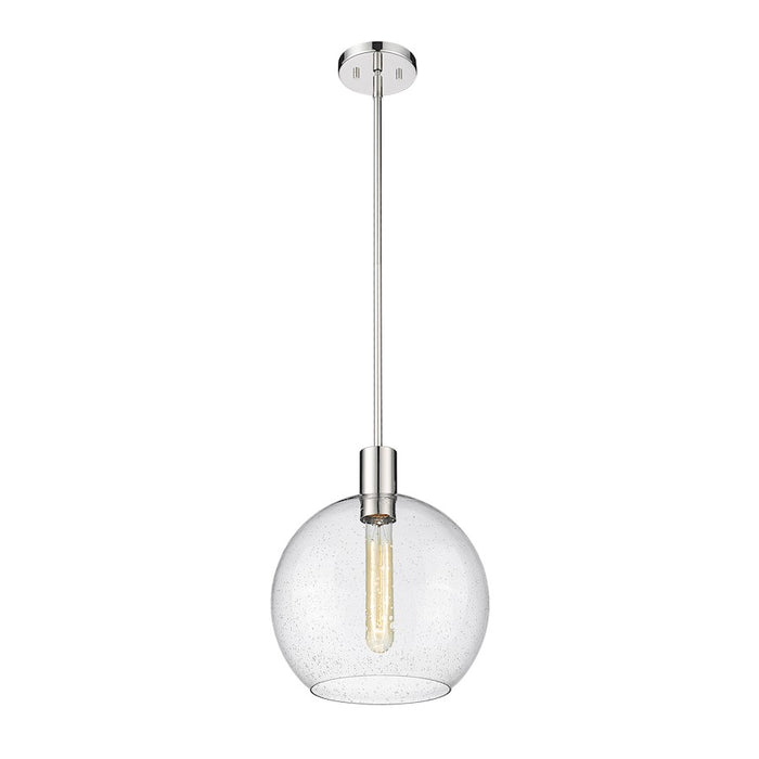 Z-Lite Margo 1 Light 15" Pendant, Polished Nickel/Clear Seedy