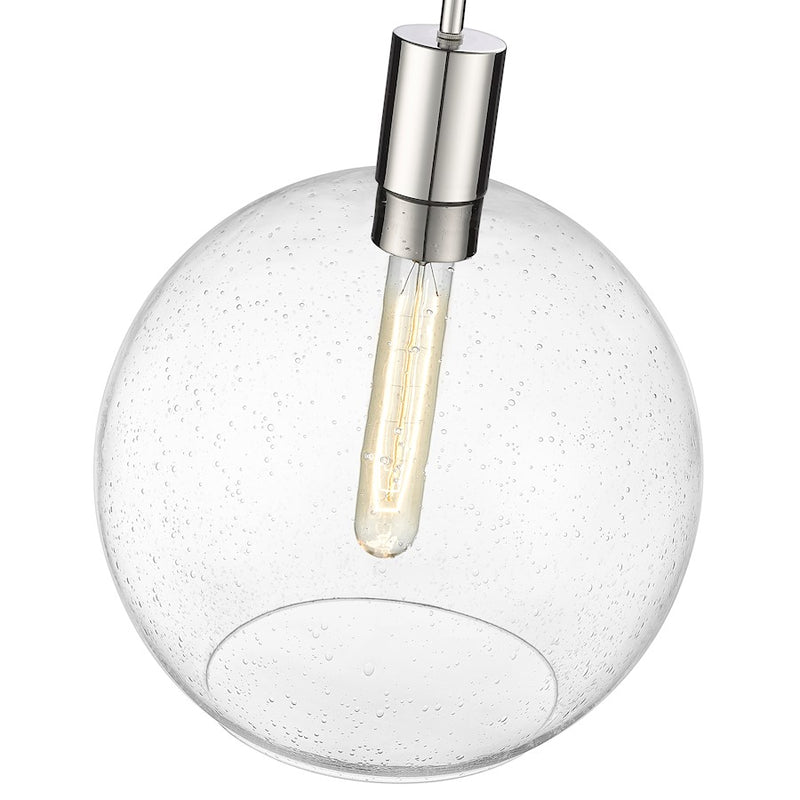 Z-Lite Margo 1 Light 15" Pendant, Polished Nickel/Clear Seedy