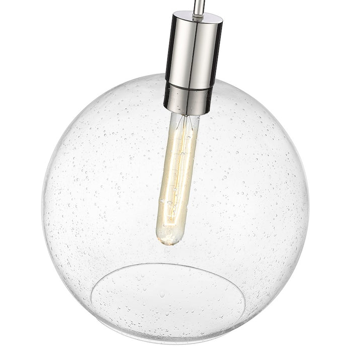 Z-Lite Margo 1 Light 15" Pendant, Polished Nickel/Clear Seedy