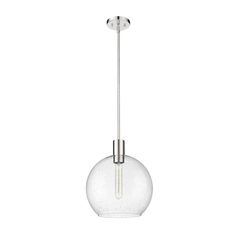 Z-Lite Margo 1 Light 15" Pendant, Polished Nickel/Clear Seedy