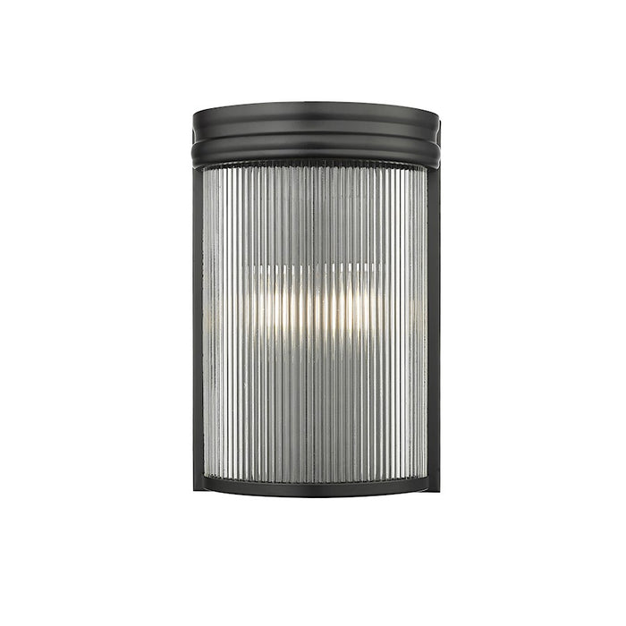 Z-Lite Carnaby 2 Light Wall Sconce, Matte Black/Clear Ribbed - 7504-2S-MB