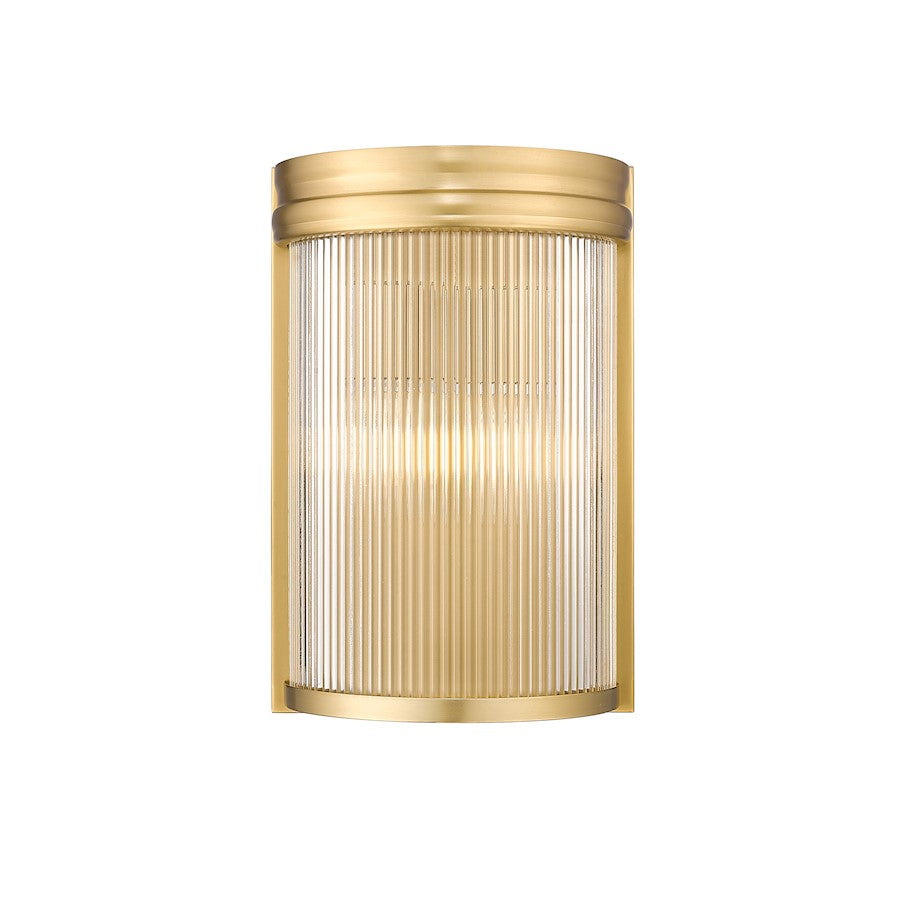 Z-Lite Carnaby 2 Light Wall Sconce, Modern Gold/Clear Ribbed - 7504-2S-MGLD