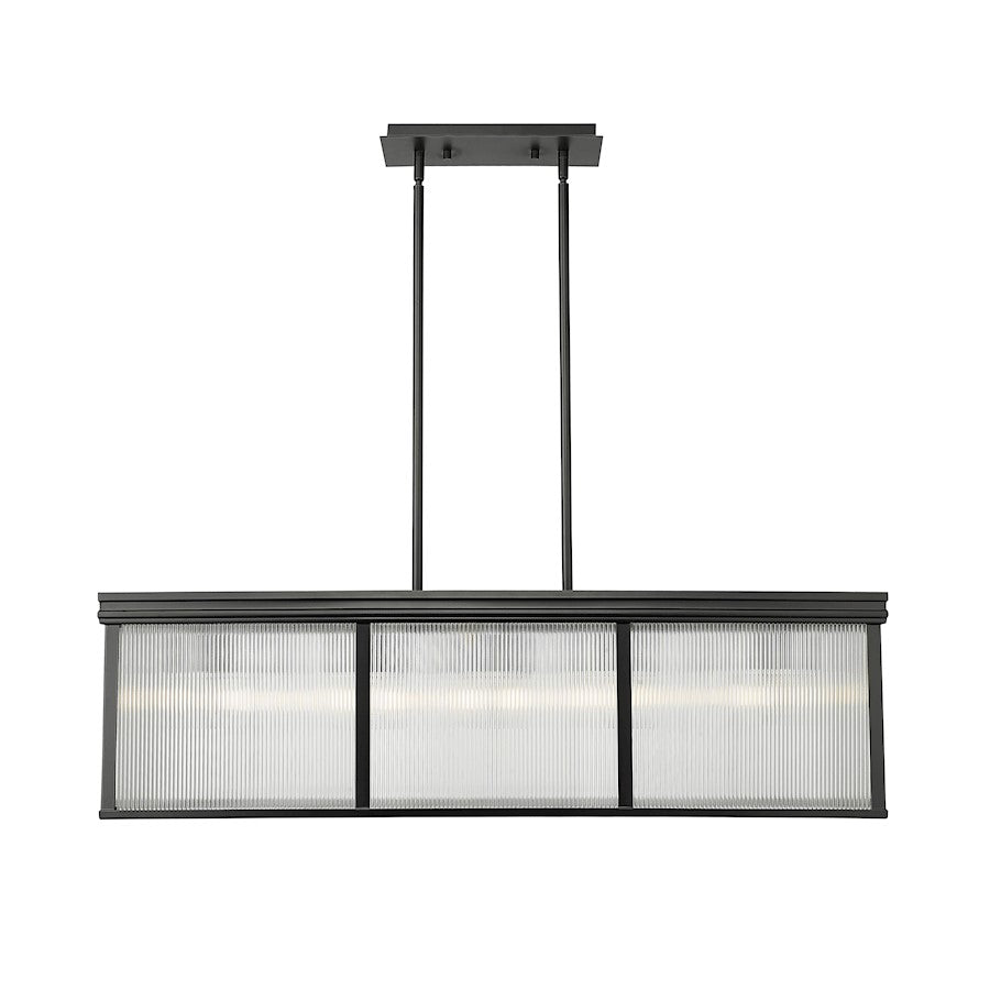 Z-Lite Carnaby 10 Light Pendant, Matte Black/Clear Ribbed - 7504-42L-MB