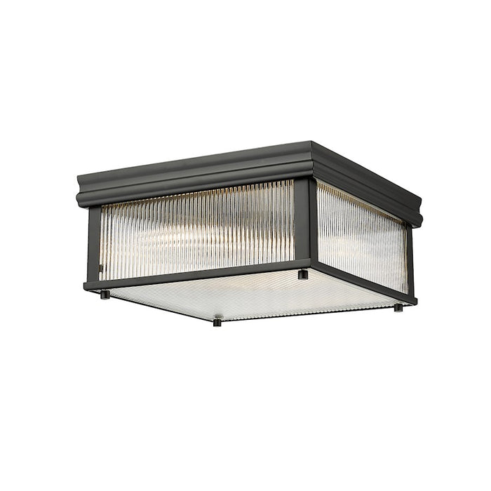 Z-Lite Carnaby 4 Light 13" Flush Mount, Matte Black/Clear Ribbed - 7504FS13-MB