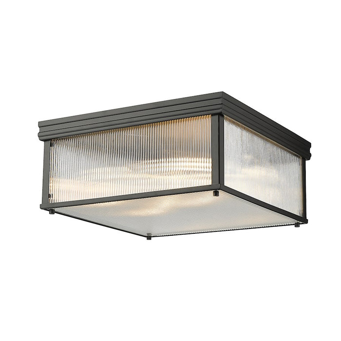 Z-Lite Carnaby 4 Light 18" Flush Mount, Matte Black/Clear Ribbed - 7504FS18-MB