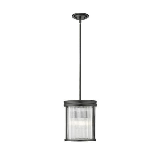 Z-Lite Carnaby 3 Light Pendant, Matte Black/Clear Ribbed - 7504P10-MB