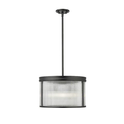 Z-Lite Carnaby 5 Light Pendant, Matte Black/Clear Ribbed - 7504P18-MB