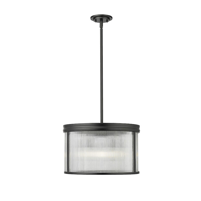 Z-Lite Carnaby 5 Light Pendant, Matte Black/Clear Ribbed - 7504P18-MB