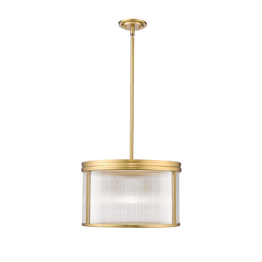 Z-Lite Carnaby 5 Light Pendant, Modern Gold/Clear Ribbed - 7504P18-MGLD